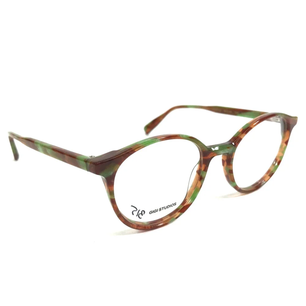 Gigi Studios Eyeglasses Frames BROOKS 64900/18 Brown Green Red Horn 48-19-145